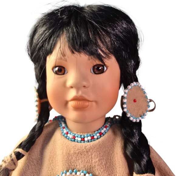 Linda Mason American Diary Doll Native American Indian 1991 Vintage Porcelain - Picture 3 of 13